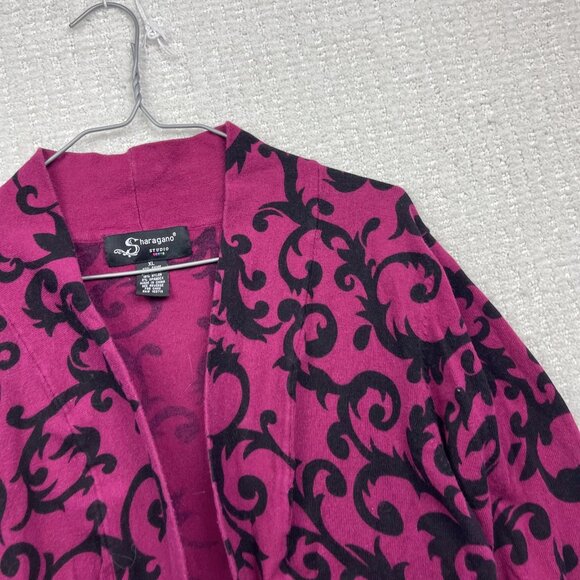 Sharagano Studio Cropped Bolero Cardigan Wom XL Baroque Damask Pink Floral AOP - Picture 5 of 14